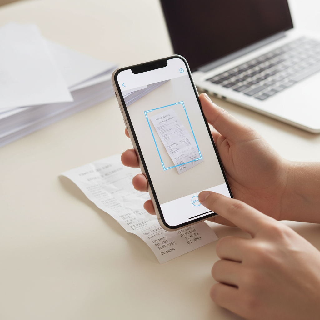 Beleg wird mit dem Smartphone erfasst